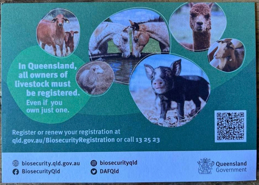 All Owners Of Livestock Must Be Registered, Even if you only have 1