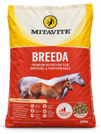 A 20kg bag of Mitavite BreedA Premium Nutrition for Breeding & Performance horse feed.